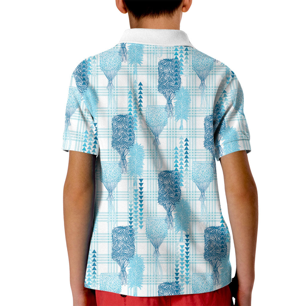 Aloha Hawaii Vintage Kahili Pa'a Lima Kid Polo Shirt Palaka Print Oceanic Turquoise