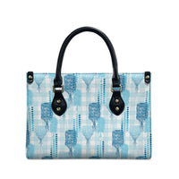 Aloha Hawaii Vintage Kahili Pa'a Lima Leather Bag Palaka Print Oceanic Turquoise