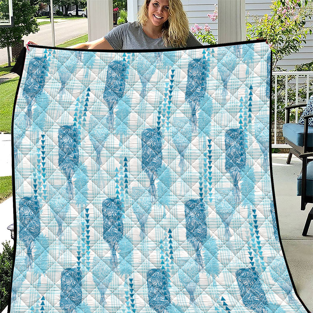 Aloha Hawaii Vintage Kahili Pa'a Lima Quilt Palaka Print Oceanic Turquoise