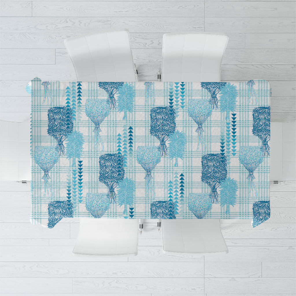 Aloha Hawaii Vintage Kahili Pa'a Lima Tablecloth Palaka Print Oceanic Turquoise LT7 Turquoise - Polynesian Pride