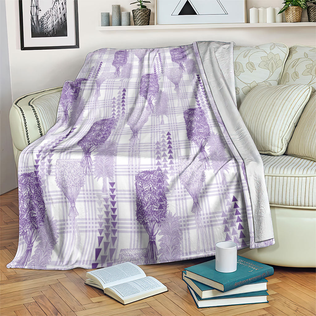 Aloha Hawaii Vintage Kahili Pa'a Lima Blanket Palaka Print Pastel Lavender LT7 Lavender - Polynesian Pride