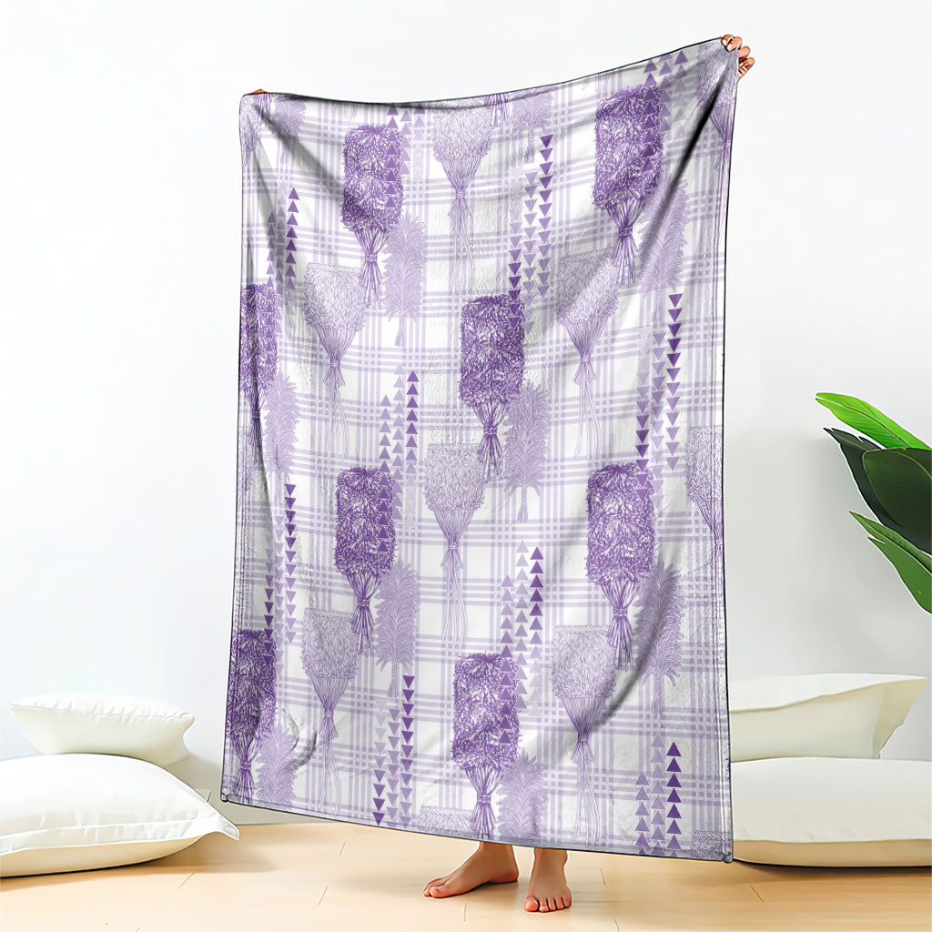 Aloha Hawaii Vintage Kahili Pa'a Lima Blanket Palaka Print Pastel Lavender