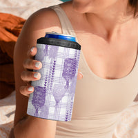 Aloha Hawaii Vintage Kahili Pa'a Lima 4 in 1 Can Cooler Tumbler Palaka Print Pastel Lavender