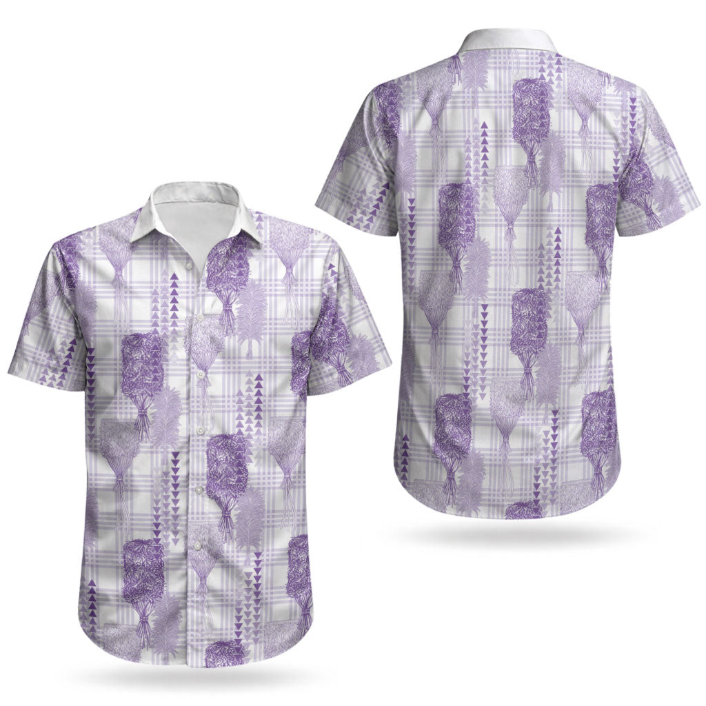Aloha Hawaii Vintage Kahili Pa'a Lima Couples Matching Puletasi and Hawaiian Shirt Palaka Print Pastel Lavender