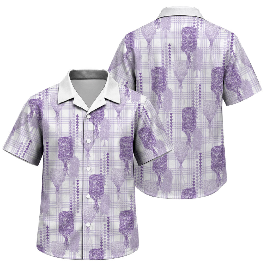 Aloha Hawaii Vintage Kahili Pa'a Lima Family Matching Summer Maxi Dress and Hawaiian Shirt Palaka Print Pastel Lavender