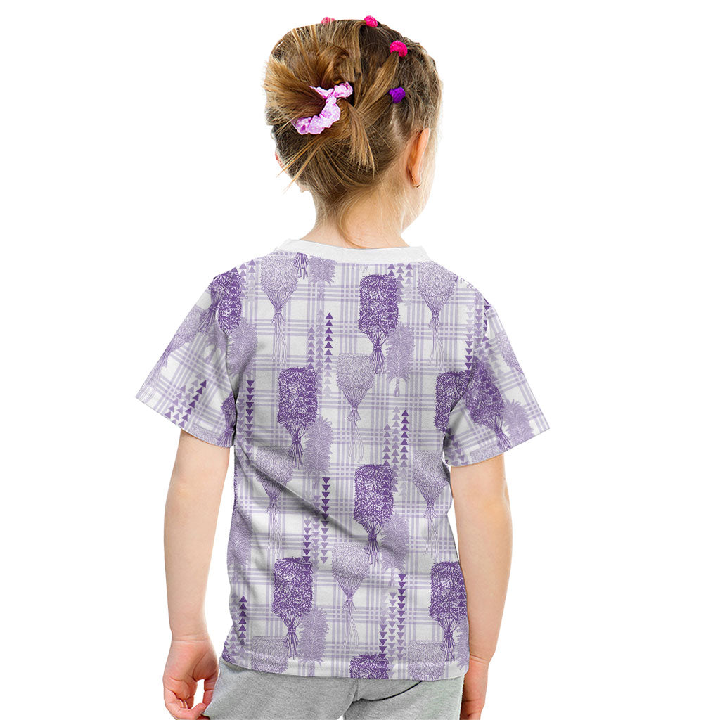 Aloha Hawaii Vintage Kahili Pa'a Lima Kid T Shirt Palaka Print Pastel Lavender