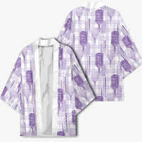 Aloha Hawaii Vintage Kahili Pa'a Lima Kimono Palaka Print Pastel Lavender