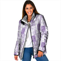 Aloha Hawaii Vintage Kahili Pa'a Lima Padded Jacket Palaka Print Pastel Lavender