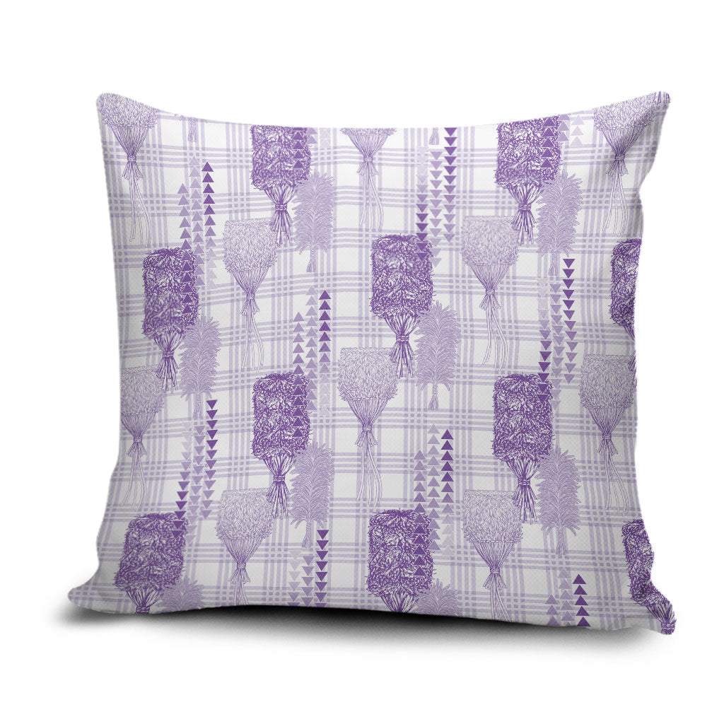 Aloha Hawaii Vintage Kahili Pa'a Lima Pillow Cover Palaka Print Pastel Lavender LT7 Lavender - Polynesian Pride