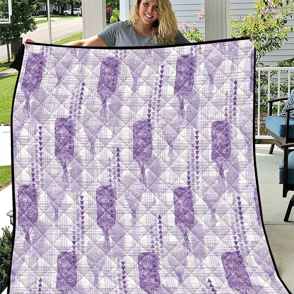 Aloha Hawaii Vintage Kahili Pa'a Lima Quilt Palaka Print Pastel Lavender LT7 Lavender - Polynesian Pride