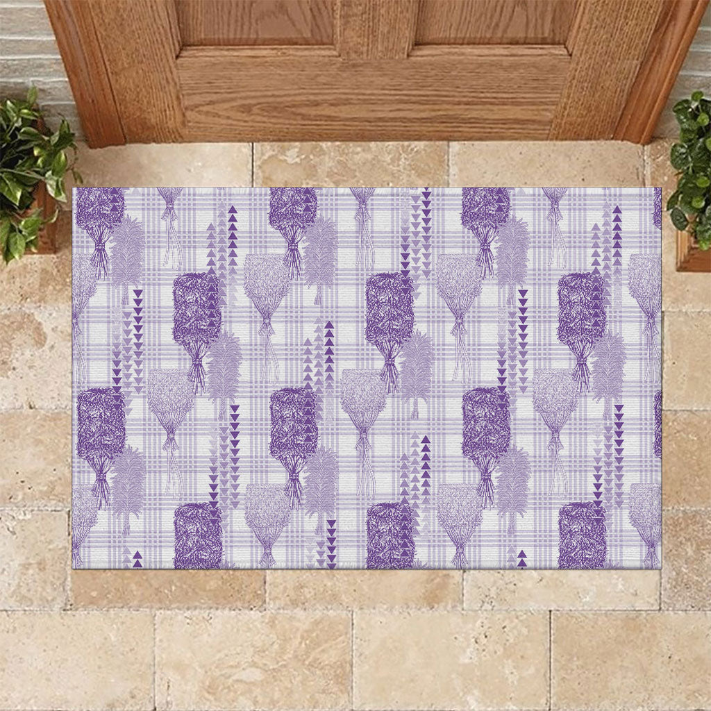 Aloha Hawaii Vintage Kahili Pa'a Lima Rubber Doormat Palaka Print Pastel Lavender LT7 Lavender - Polynesian Pride