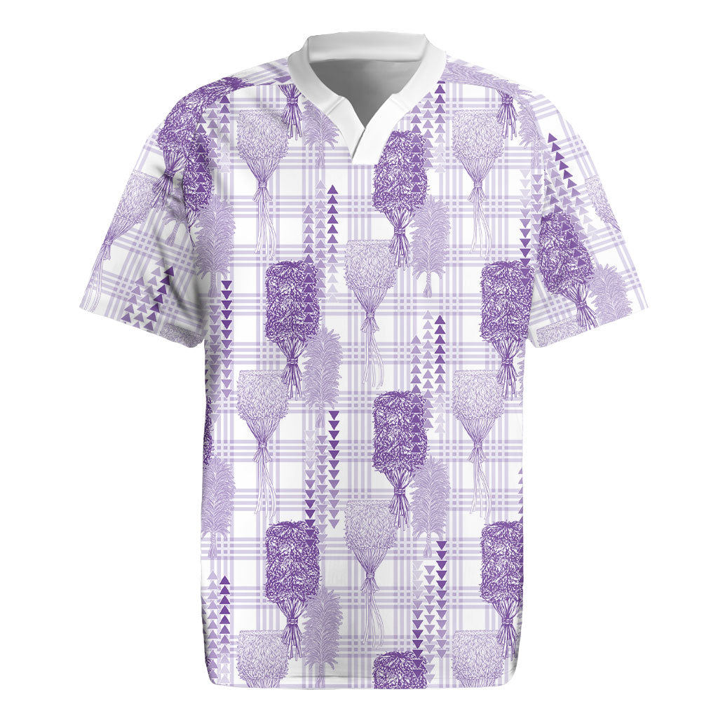 Aloha Hawaii Vintage Kahili Pa'a Lima Rugby Jersey Palaka Print Pastel Lavender LT7 Lavender - Polynesian Pride