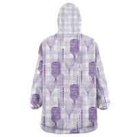 Aloha Hawaii Vintage Kahili Pa'a Lima Wearable Blanket Hoodie Palaka Print Pastel Lavender