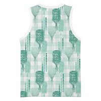 Aloha Hawaii Vintage Kahili Pa'a Lima Basketball Jersey Palaka Print Mossy Teal