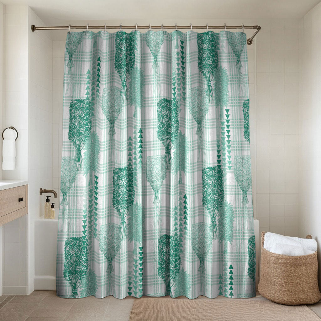 Aloha Hawaii Vintage Kahili Pa'a Lima Bathroom Set Palaka Print Mossy Teal