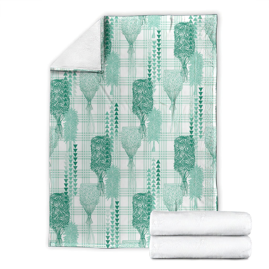 Aloha Hawaii Vintage Kahili Pa'a Lima Blanket Palaka Print Mossy Teal