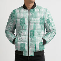 Aloha Hawaii Vintage Kahili Pa'a Lima Bomber Puffer Jacket Palaka Print Mossy Teal