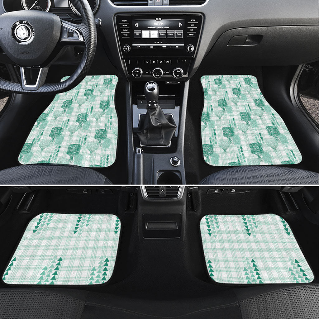 Aloha Hawaii Vintage Kahili Pa'a Lima Car Mats Palaka Print Mossy Teal LT7 Set 4pcs Mossy Teal - Polynesian Pride