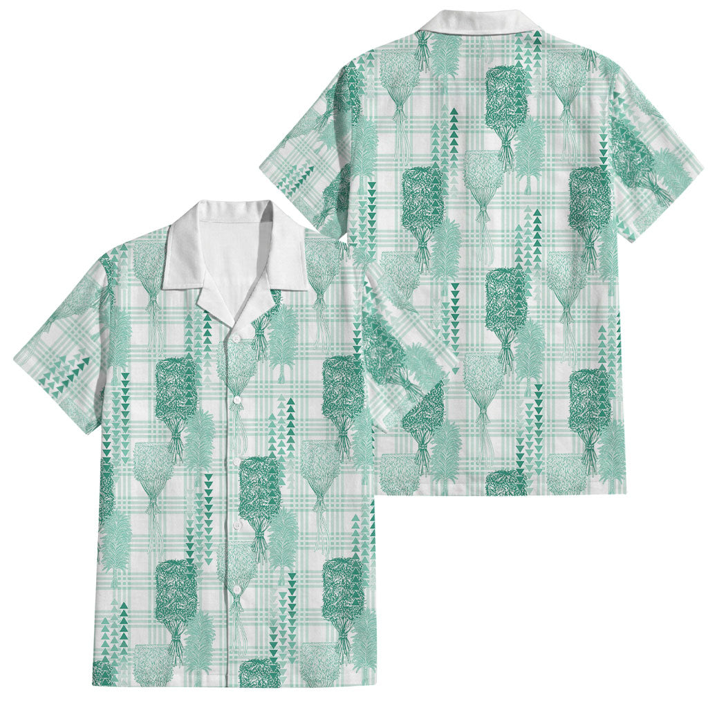 Aloha Hawaii Vintage Kahili Pa'a Lima Family Matching Puletasi and Hawaiian Shirt Palaka Print Mossy Teal