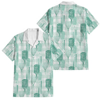 Aloha Hawaii Vintage Kahili Pa'a Lima Family Matching Tank Maxi Dress and Hawaiian Shirt Palaka Print Mossy Teal