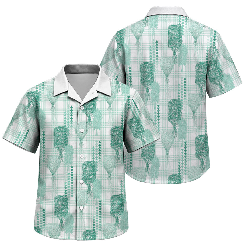 Aloha Hawaii Vintage Kahili Pa'a Lima Family Matching Tank Maxi Dress and Hawaiian Shirt Palaka Print Mossy Teal