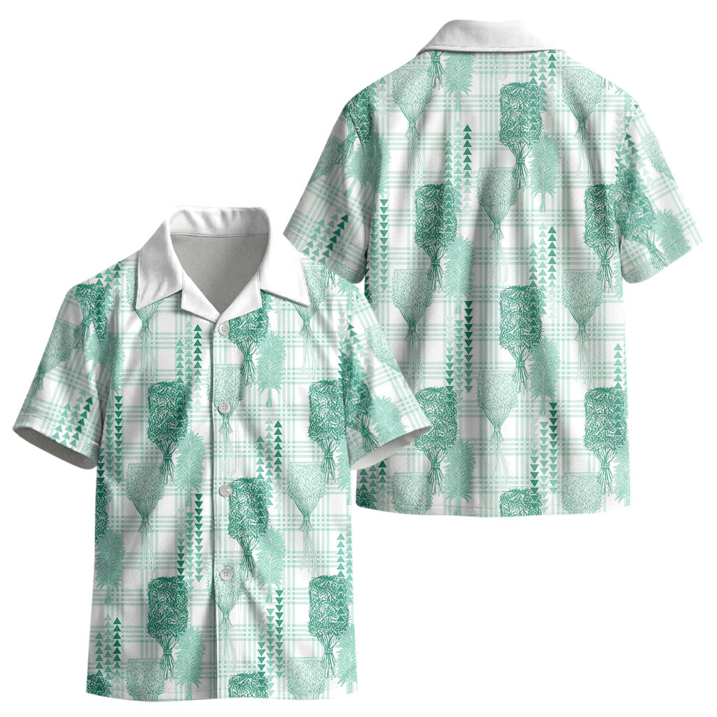 Aloha Hawaii Vintage Kahili Pa'a Lima Kid Hawaiian Shirt Palaka Print Mossy Teal
