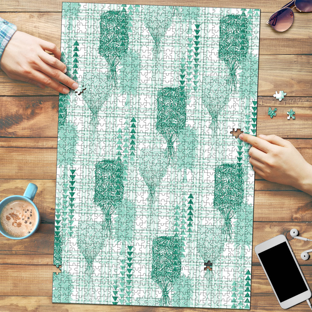 Aloha Hawaii Vintage Kahili Pa'a Lima Puzzle Palaka Print Mossy Teal LT7 Mossy Teal - Polynesian Pride