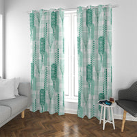 Aloha Hawaii Vintage Kahili Pa'a Lima Window Curtain Palaka Print Mossy Teal