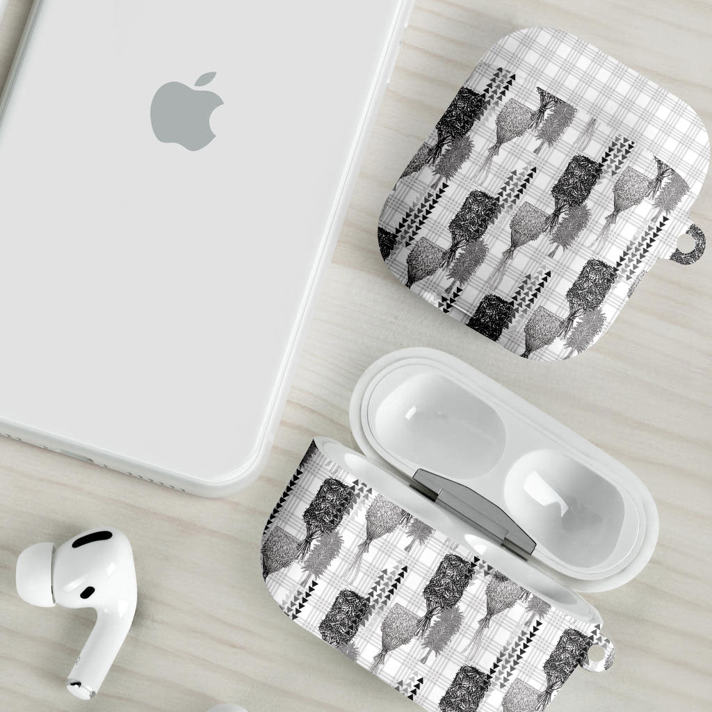 Aloha Hawaii Vintage Kahili Pa'a Lima AirPods Case Palaka Print Hinahina