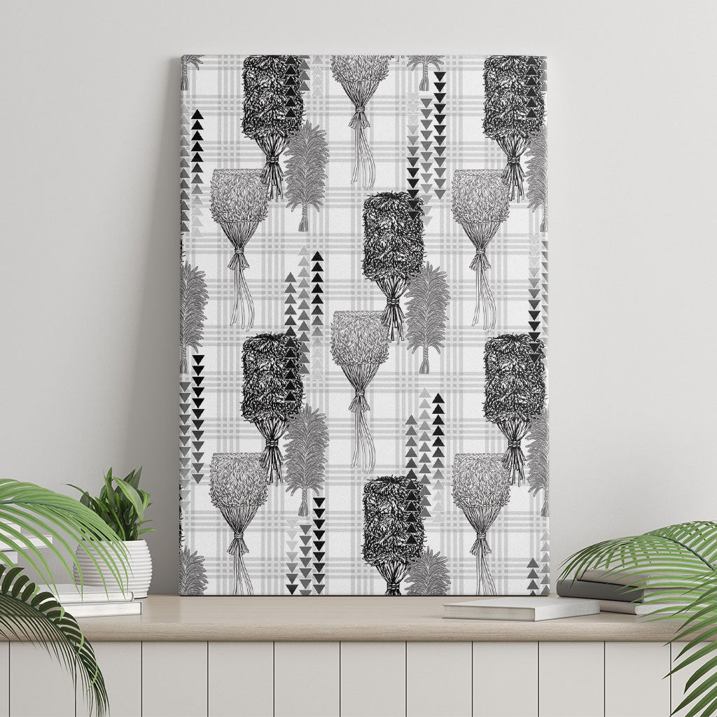 Aloha Hawaii Vintage Kahili Pa'a Lima Canvas Wall Art Palaka Print Hinahina