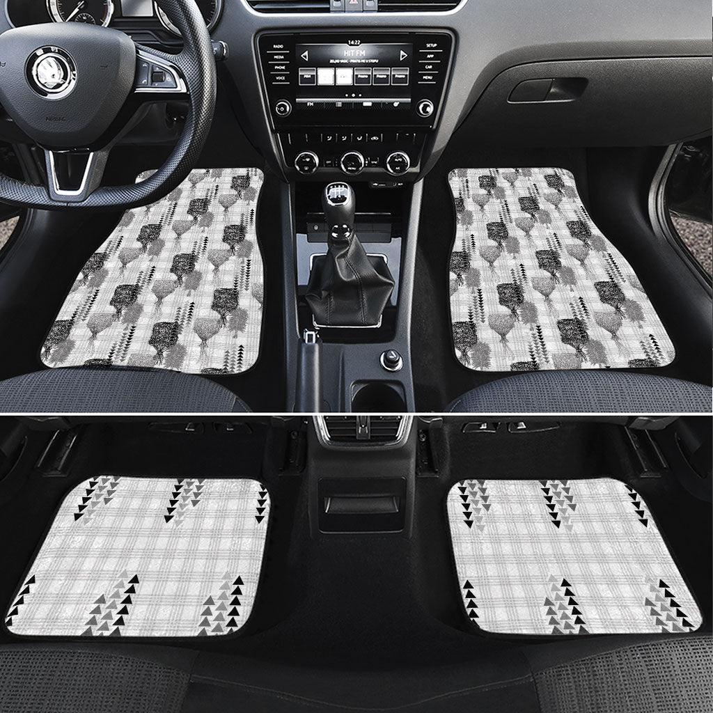 Aloha Hawaii Vintage Kahili Pa'a Lima Car Mats Palaka Print Hinahina LT7 Set 4pcs Gray - Polynesian Pride