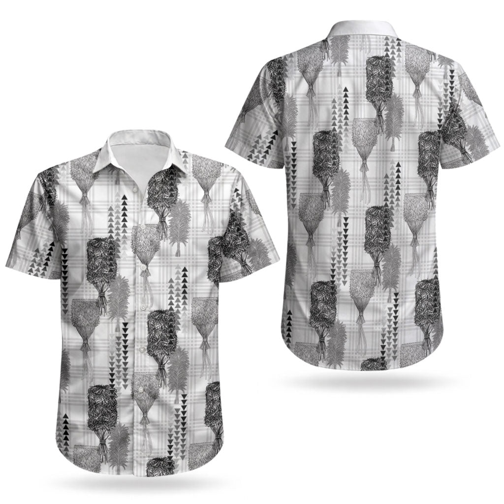 Aloha Hawaii Vintage Kahili Pa'a Lima Couples Matching Mermaid Dress and Hawaiian Shirt Palaka Print Hinahina