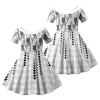 Aloha Hawaii Vintage Kahili Pa'a Lima Family Matching Off Shoulder Maxi Dress and Hawaiian Shirt Palaka Print Hinahina