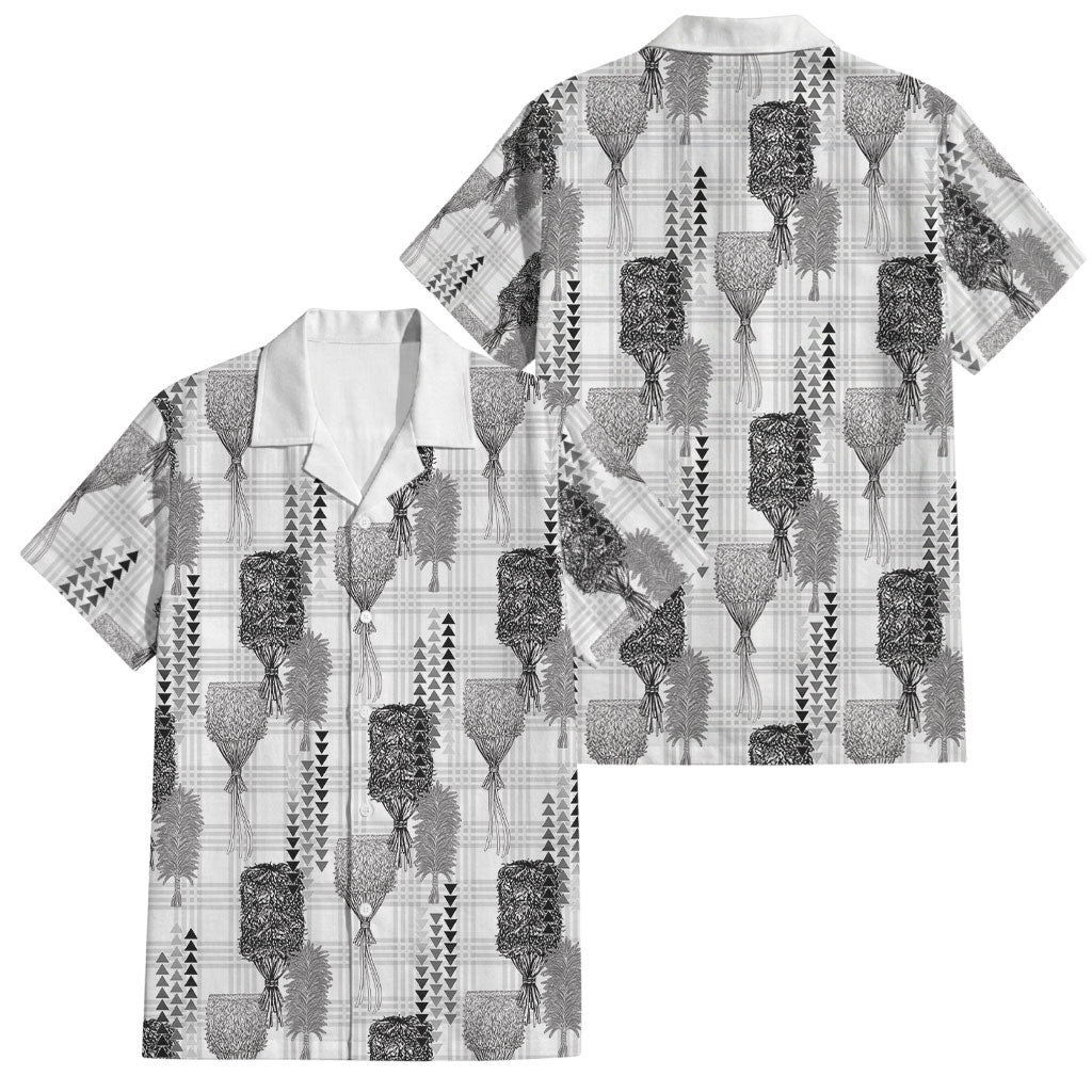 Aloha Hawaii Vintage Kahili Pa'a Lima Family Matching Puletasi and Hawaiian Shirt Palaka Print Hinahina