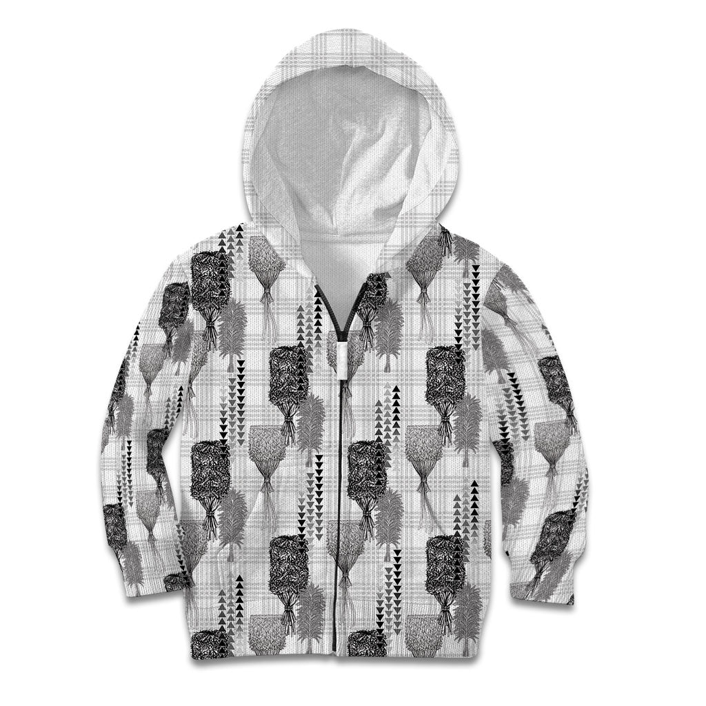 Aloha Hawaii Vintage Kahili Pa'a Lima Kid Hoodie Palaka Print Hinahina