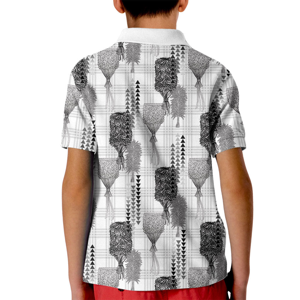 Aloha Hawaii Vintage Kahili Pa'a Lima Kid Polo Shirt Palaka Print Hinahina