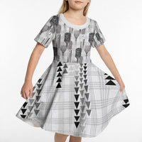 Aloha Hawaii Vintage Kahili Pa'a Lima Kid Short Sleeve Dress Palaka Print Hinahina