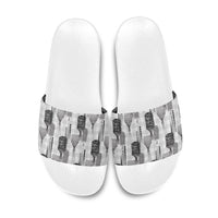 Aloha Hawaii Vintage Kahili Pa'a Lima Slide Sandals Palaka Print Hinahina