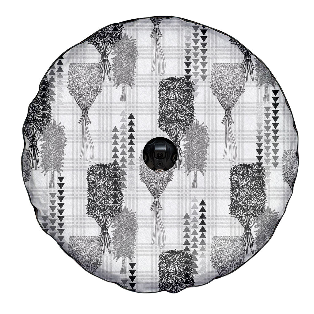 Aloha Hawaii Vintage Kahili Pa'a Lima Spare Tire Cover Palaka Print Hinahina