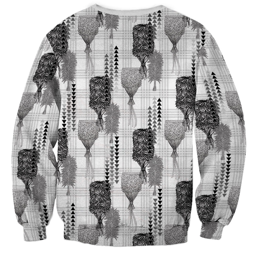 Aloha Hawaii Vintage Kahili Pa'a Lima Sweatshirt Palaka Print Hinahina