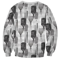 Aloha Hawaii Vintage Kahili Pa'a Lima Sweatshirt Palaka Print Hinahina