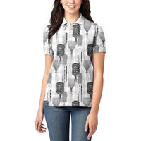Aloha Hawaii Vintage Kahili Pa'a Lima Women Polo Shirt Palaka Print Hinahina