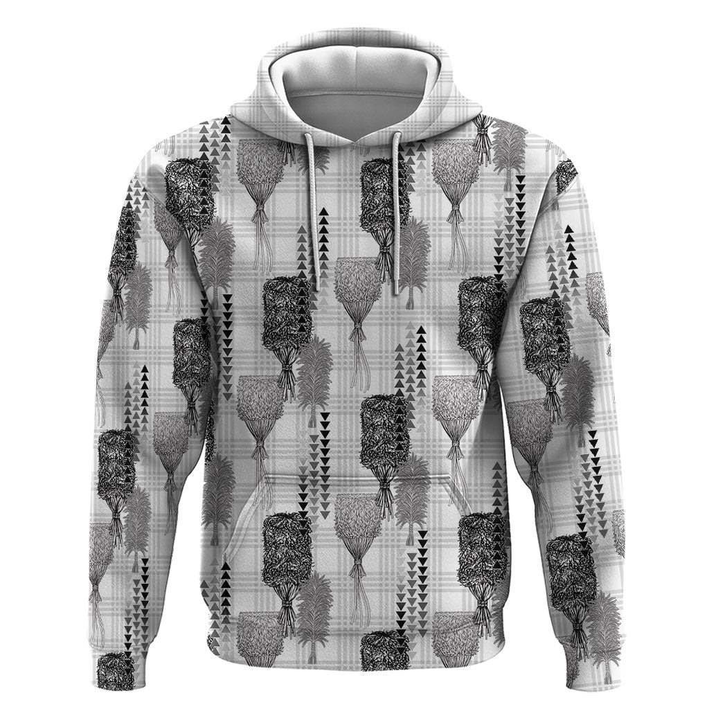 Aloha Hawaii Vintage Kahili Pa'a Lima Zip Hoodie Palaka Print Hinahina