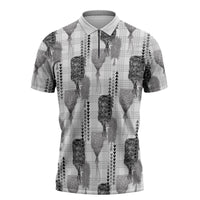 Aloha Hawaii Vintage Kahili Pa'a Lima Zipper Polo Shirt Palaka Print Hinahina
