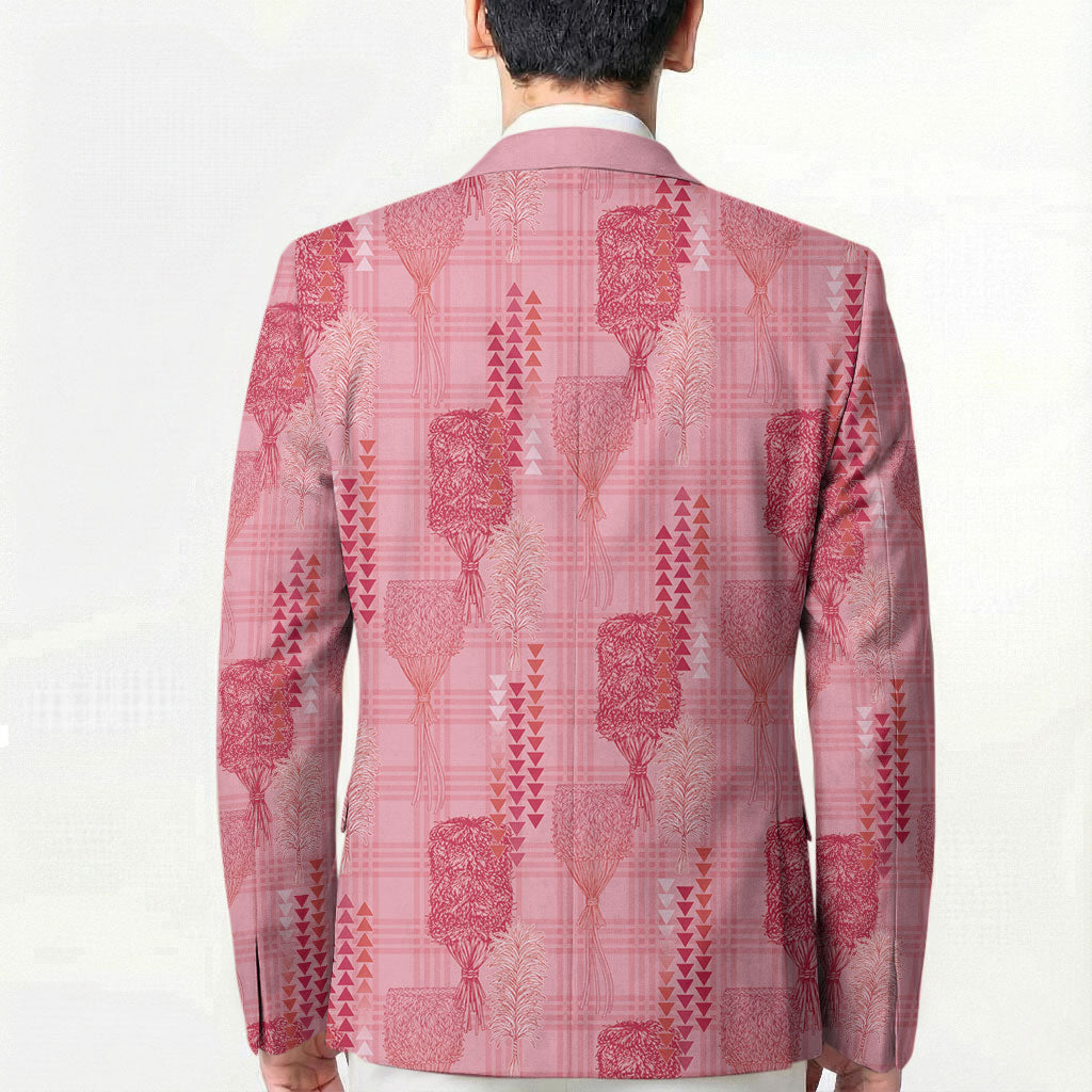 Aloha Hawaii Vintage Kahili Pa'a Lima Blazer Palaka Print Berry Pink