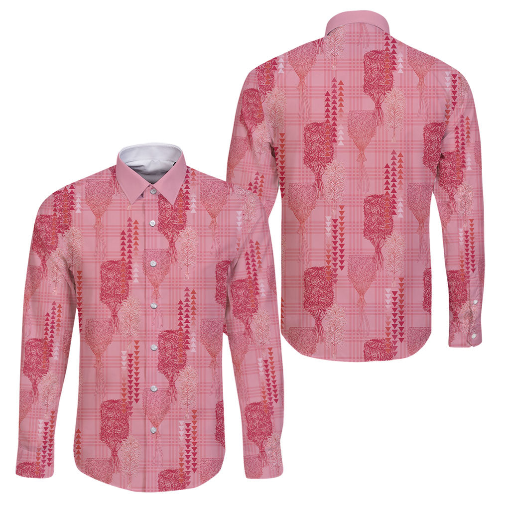 Aloha Hawaii Vintage Kahili Pa'a Lima Family Matching Long Sleeve Bodycon Dress and Hawaiian Shirt Palaka Print Berry Pink