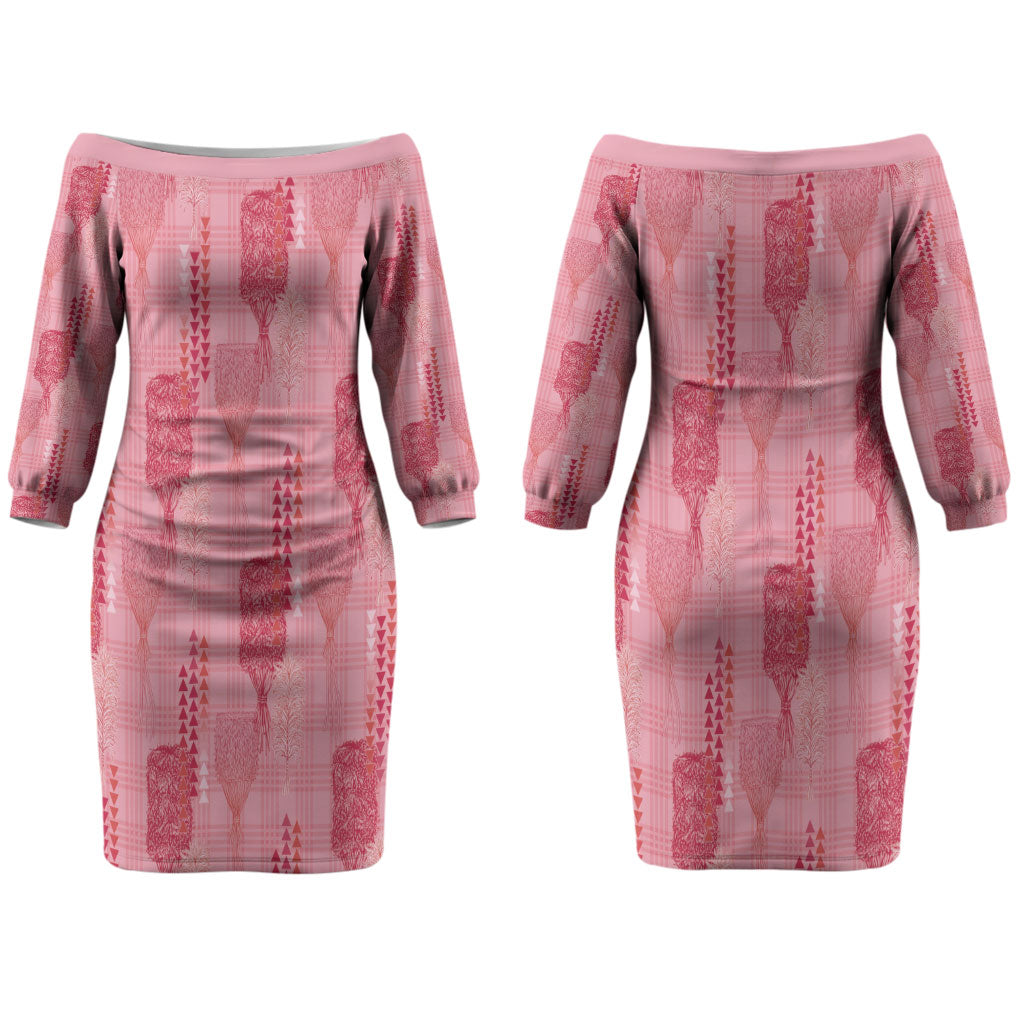 Aloha Hawaii Vintage Kahili Pa'a Lima Family Matching Off The Shoulder Long Sleeve Dress and Hawaiian Shirt Palaka Print Berry Pink