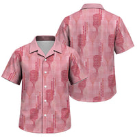 Aloha Hawaii Vintage Kahili Pa'a Lima Family Matching Off Shoulder Short Dress and Hawaiian Shirt Palaka Print Berry Pink