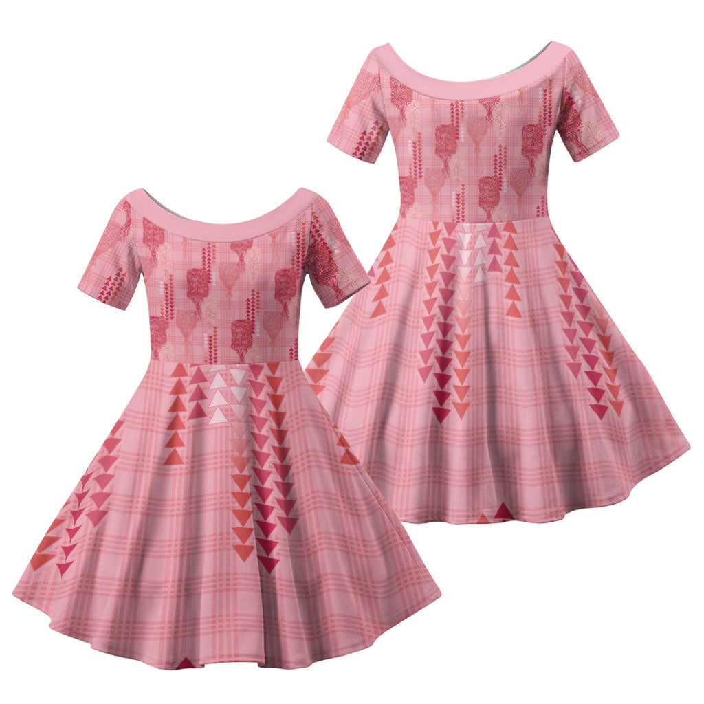 Aloha Hawaii Vintage Kahili Pa'a Lima Family Matching Puletasi and Hawaiian Shirt Palaka Print Berry Pink