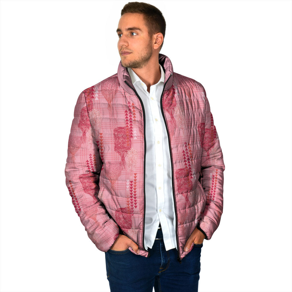 Aloha Hawaii Vintage Kahili Pa'a Lima Padded Jacket Palaka Print Berry Pink